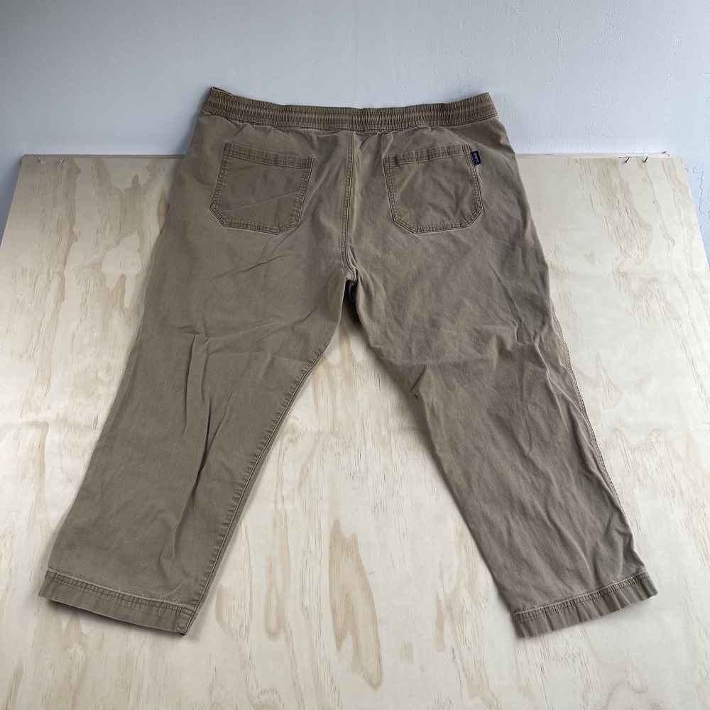 LL Bean Pants Mens 42x24 Beige Elastic Waist Drawstring Khakis Relaxed Fit